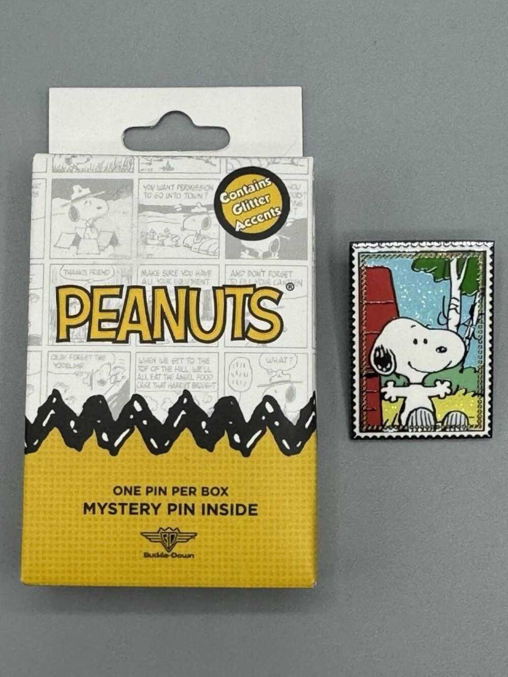 Buckle-Down Peanuts Stamps Glitter Blind Box Enamel Pin SNOOPY New Open Box